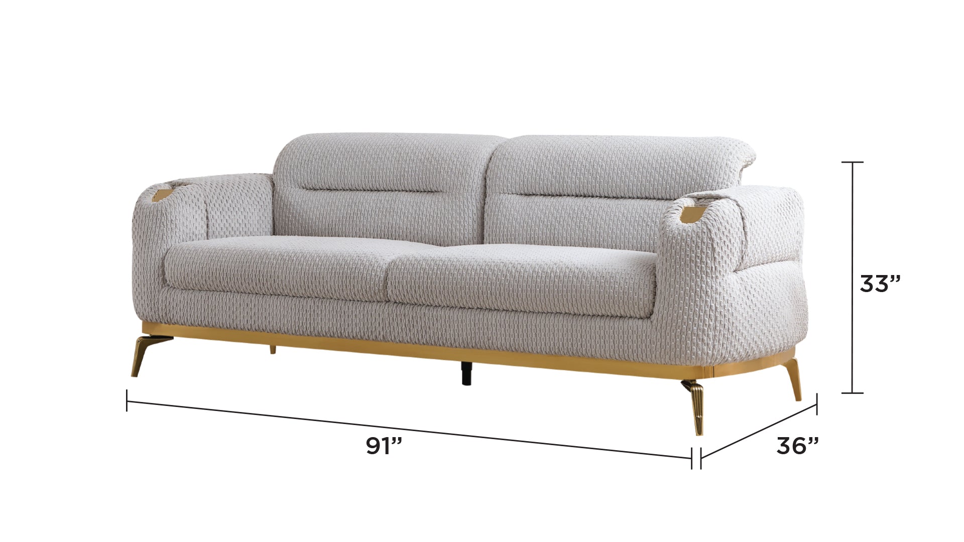 Zoe Modern Style 2PC Living Room Set (Sofa + Loveseat)