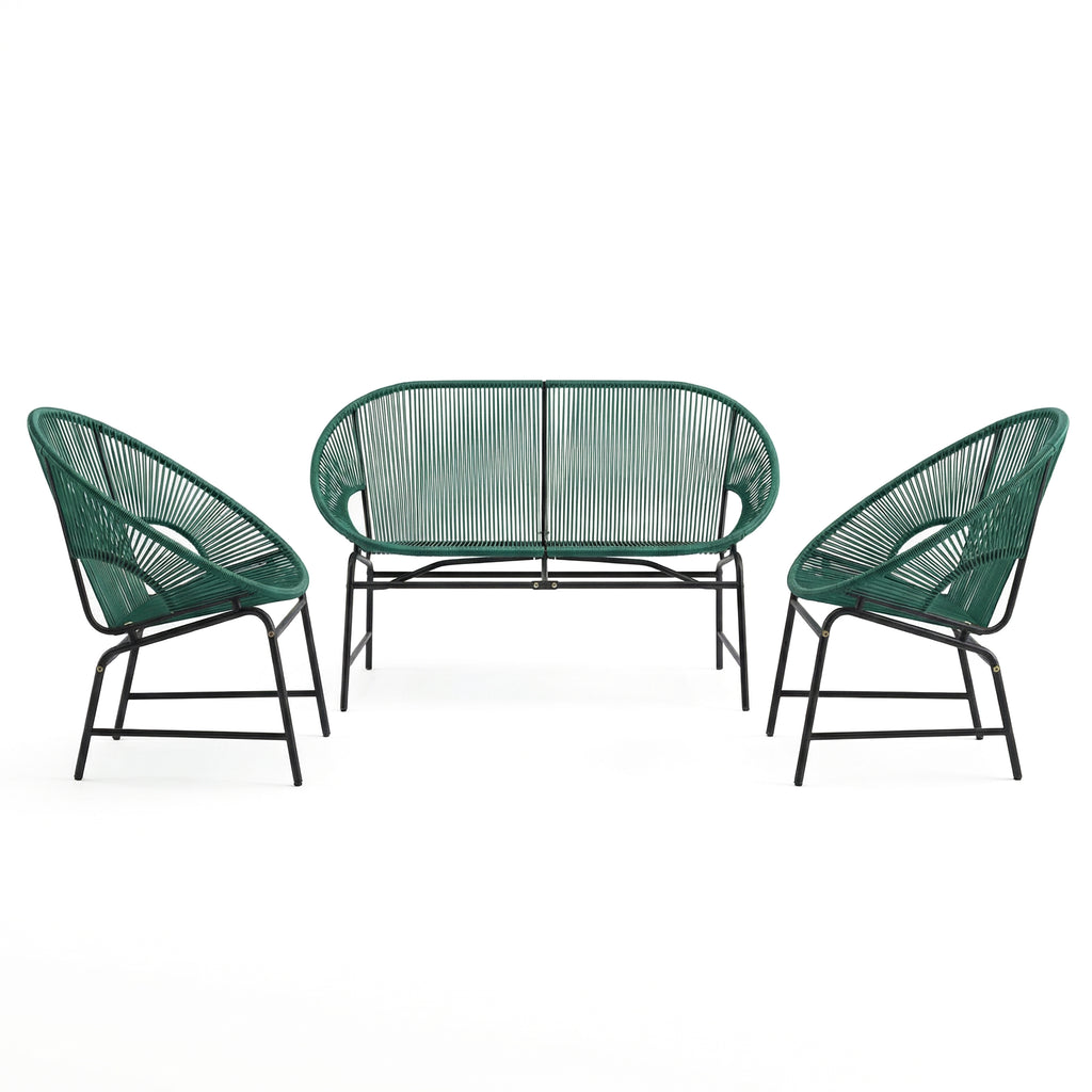 Nusa Outdoor Patio Wicker 3-Pcs Chat Set