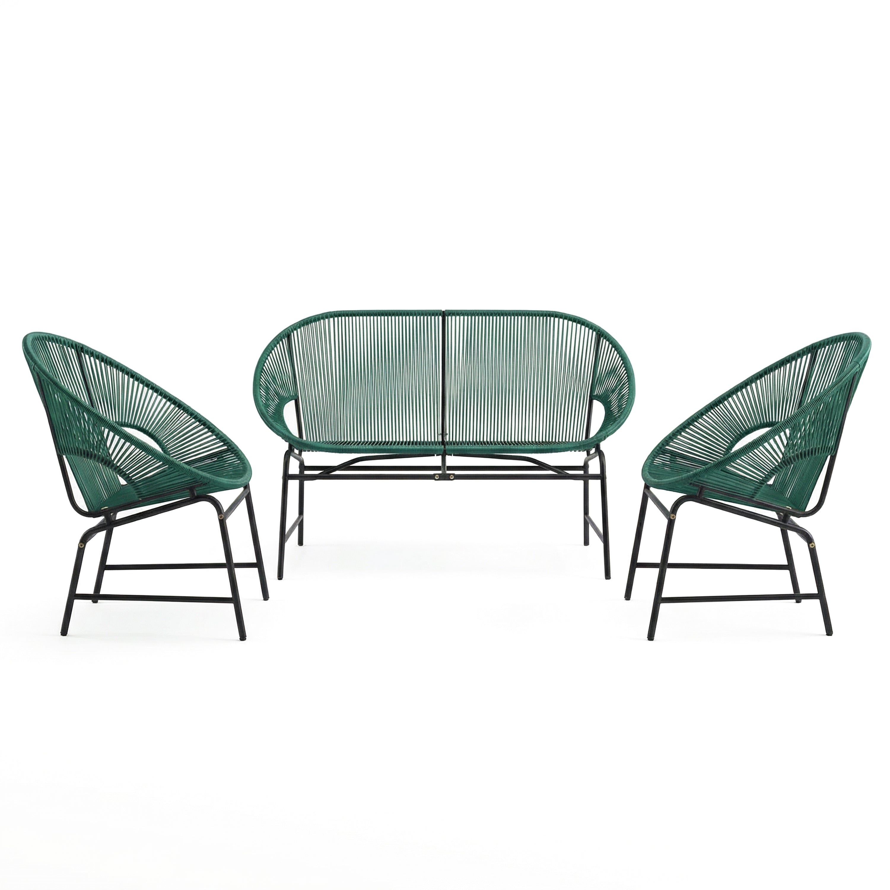 Nusa Outdoor Patio Wicker 3-Pcs Chat Set