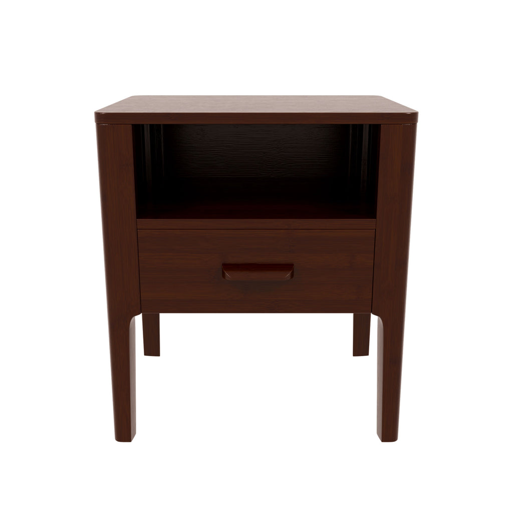 Mid-Century Modern Solid Bamboo Wood Nightstand