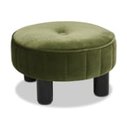 Riley 16" Round Footstool Ottoman, Olive