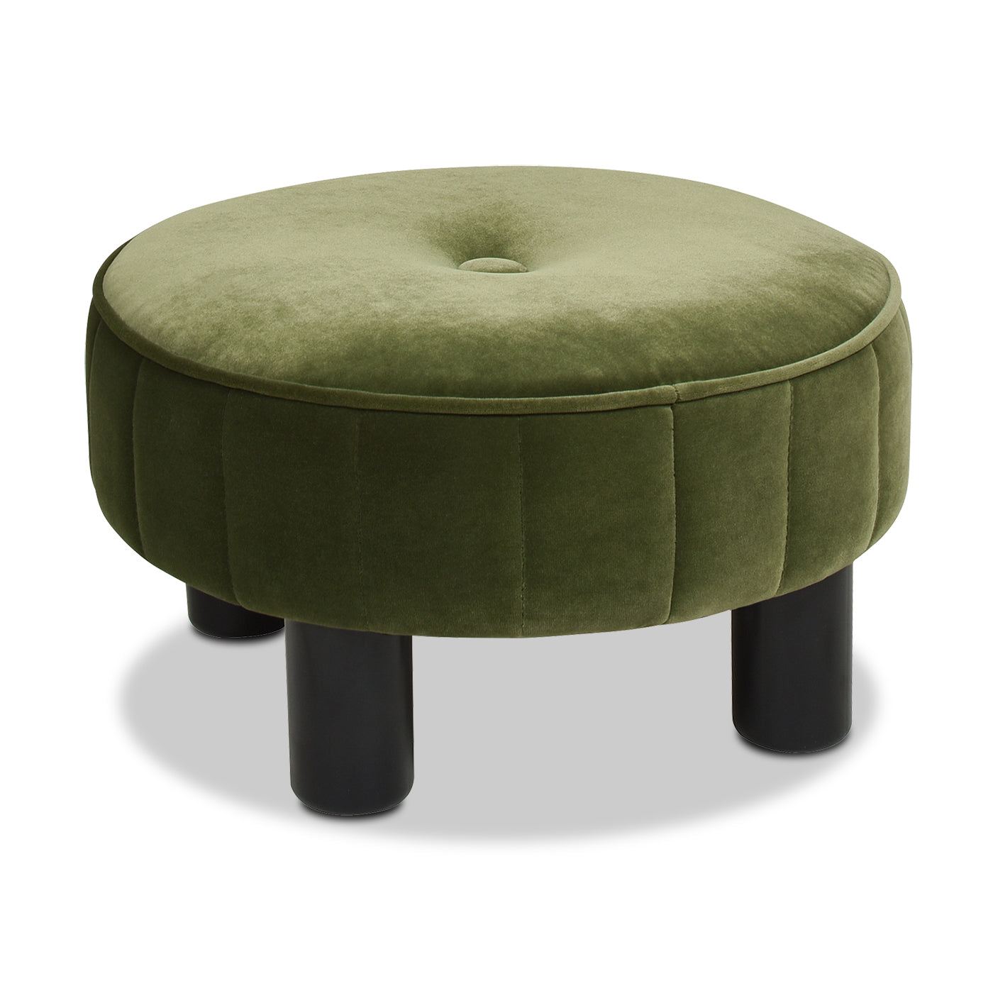 Riley 16" Round Footstool Ottoman, Olive
