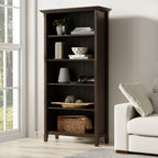 Amherst 36 Inch Solid Wood 5 Shelf Bookcase in Hickory