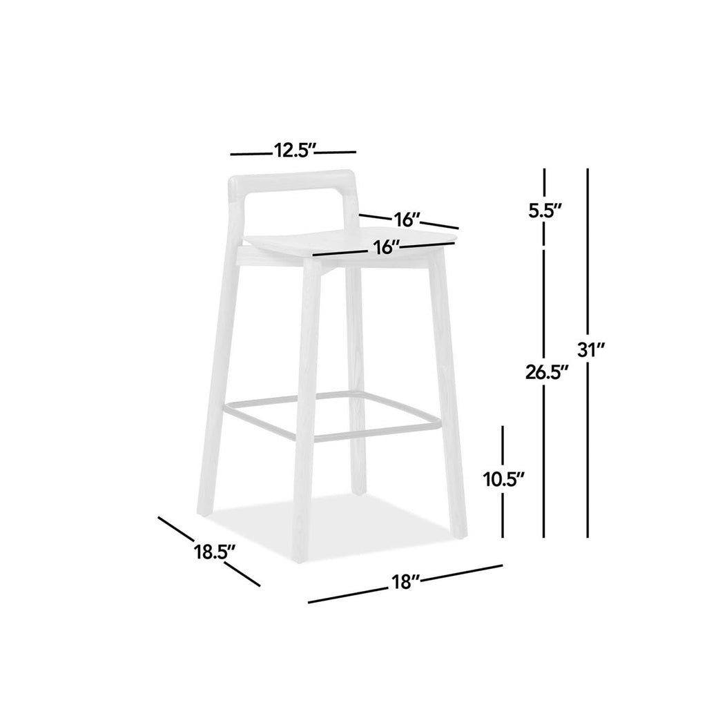 Sven 26.5" Modern Minimalist Low Back Wood Counter Stool