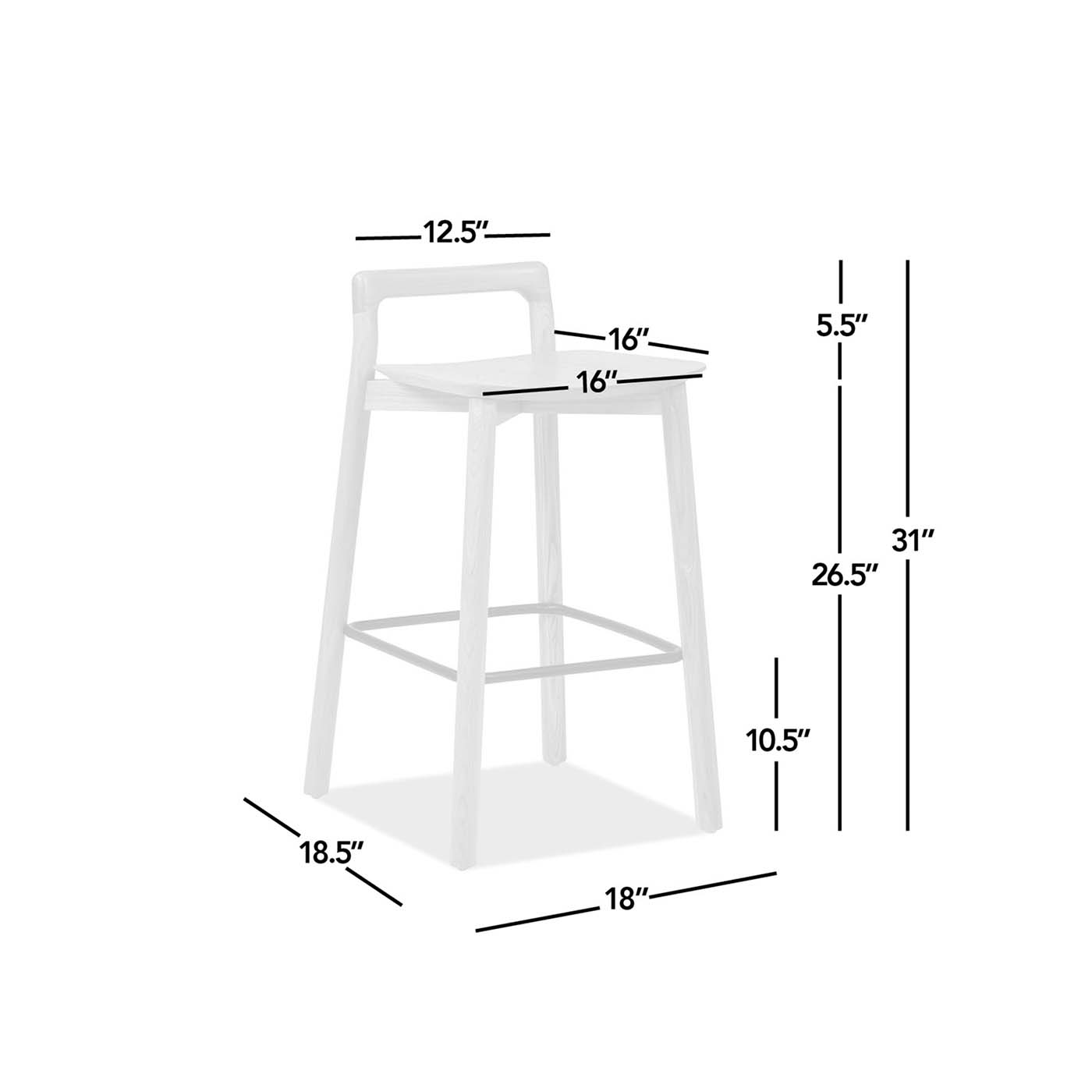 Sven 26.5" Modern Minimalist Low Back Wood Counter Stool