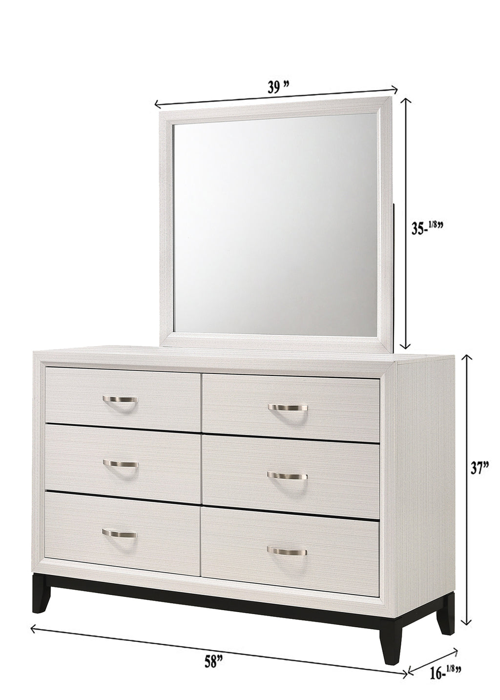1pc Contemporary 6-Drawer Dresser