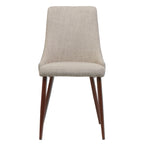 Mid Century Modern Fabric Armless Dining Chairs, Set of 2, Wheat and Dark