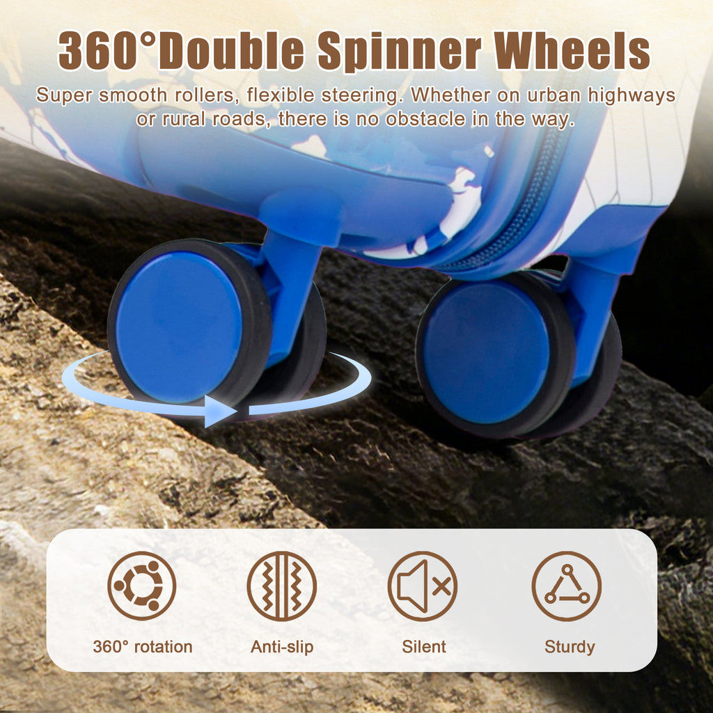 3-Piece Spinner Wheel Luggage Set (20"/24"/28") - Blue
