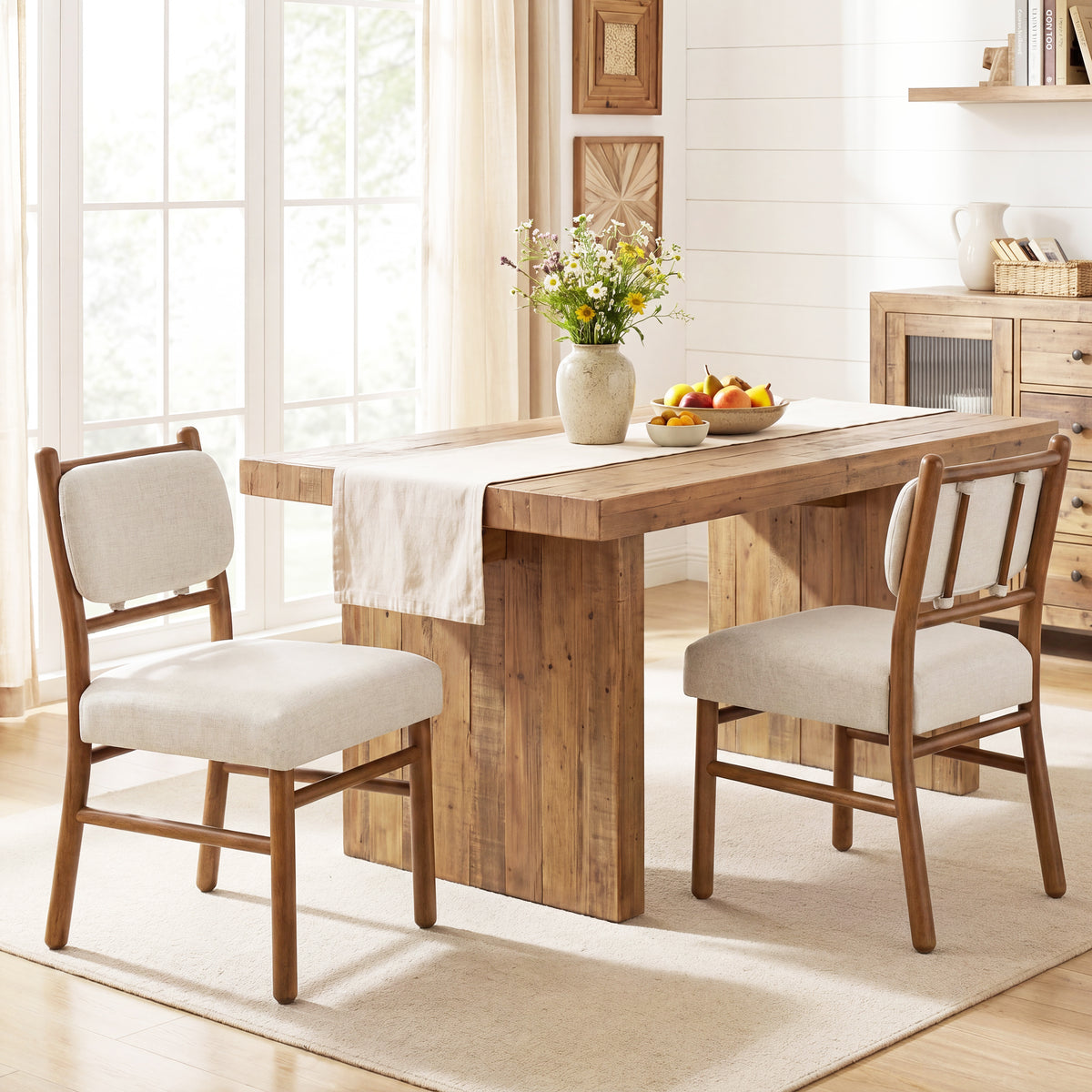 Fabric Upholstered Dining Chairs - Modern Armless Side Chairs