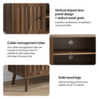 55-Inch Wooden TV Cabinet with 2 Vertical Groove Doors