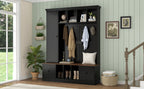 Vibe Haus 62.2''W Farmhouse Hall Tree with Shoe Storage Bench