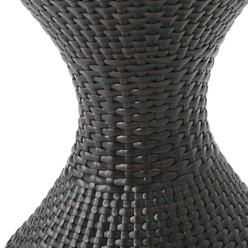 Outdoor 16-Inch Multi-Brown Wicker Hourglass Side Table