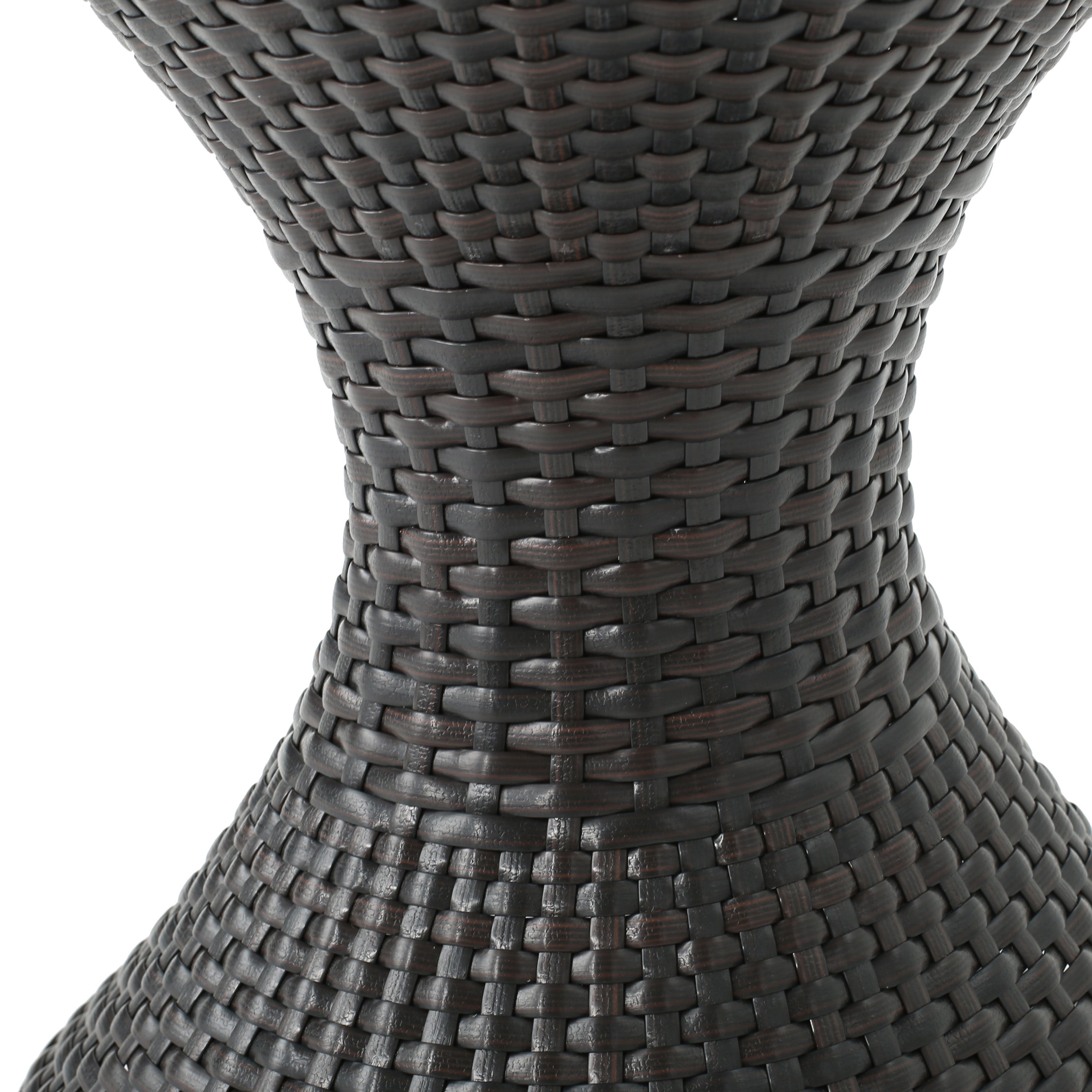 Outdoor 16-Inch Multi-Brown Wicker Hourglass Side Table
