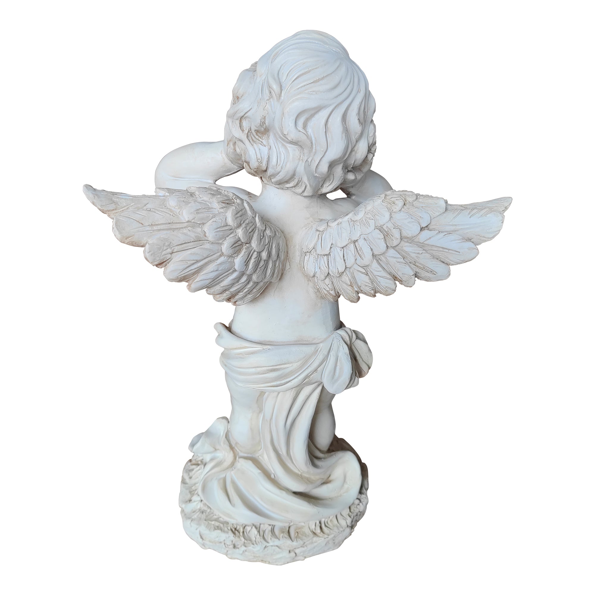 Winged Angel Covering Her Ears Resin Ornament
