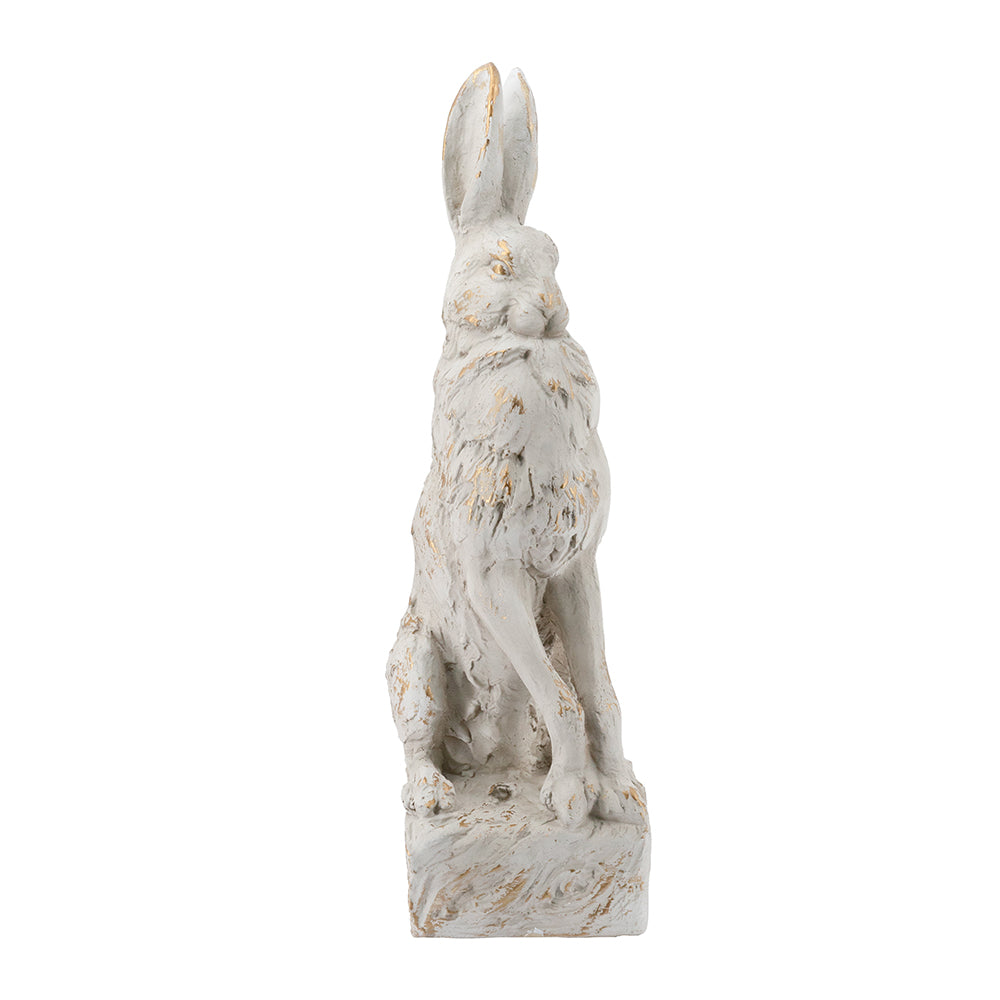 Large Magnesium Sitting Rabbit Figurine with Antique Finish