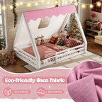 Full Size House Floor Bed with Tent and Light