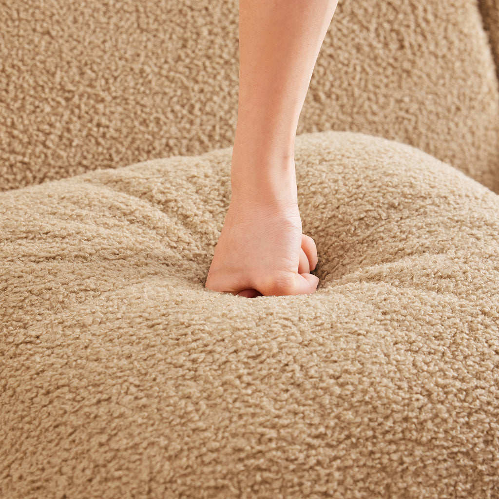 Armless Sofa with Pillow - Teddy Fabric in Camel