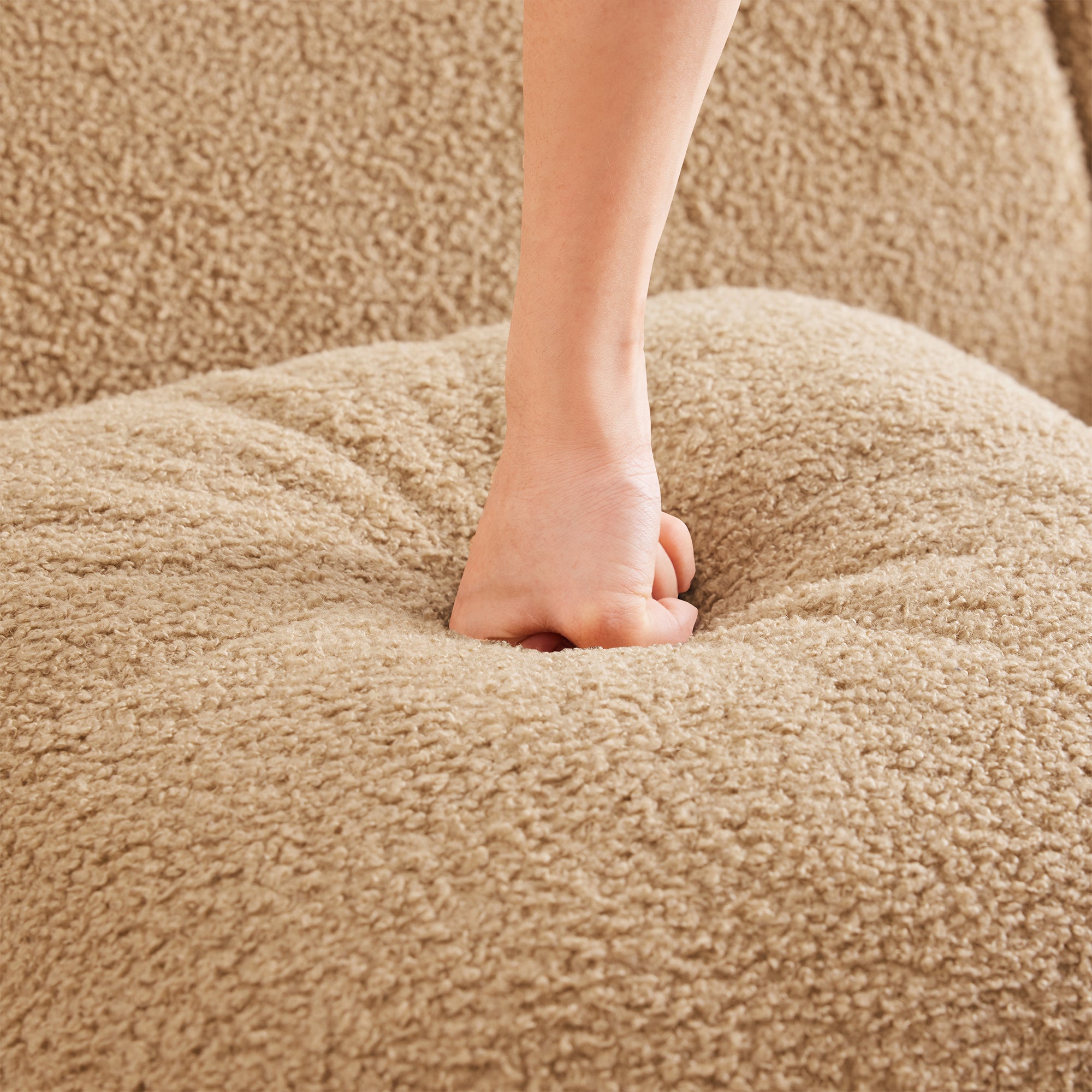 Armless Sofa with Pillow - Teddy Fabric in Camel