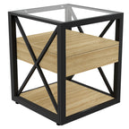 Modern End Table with Drawer - Nightstand for Bedroom & Living Room
