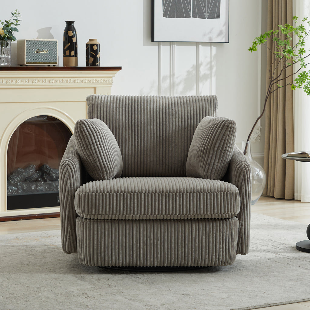 40.55"W Swivel Accent Chair with 2 Throw Pillows