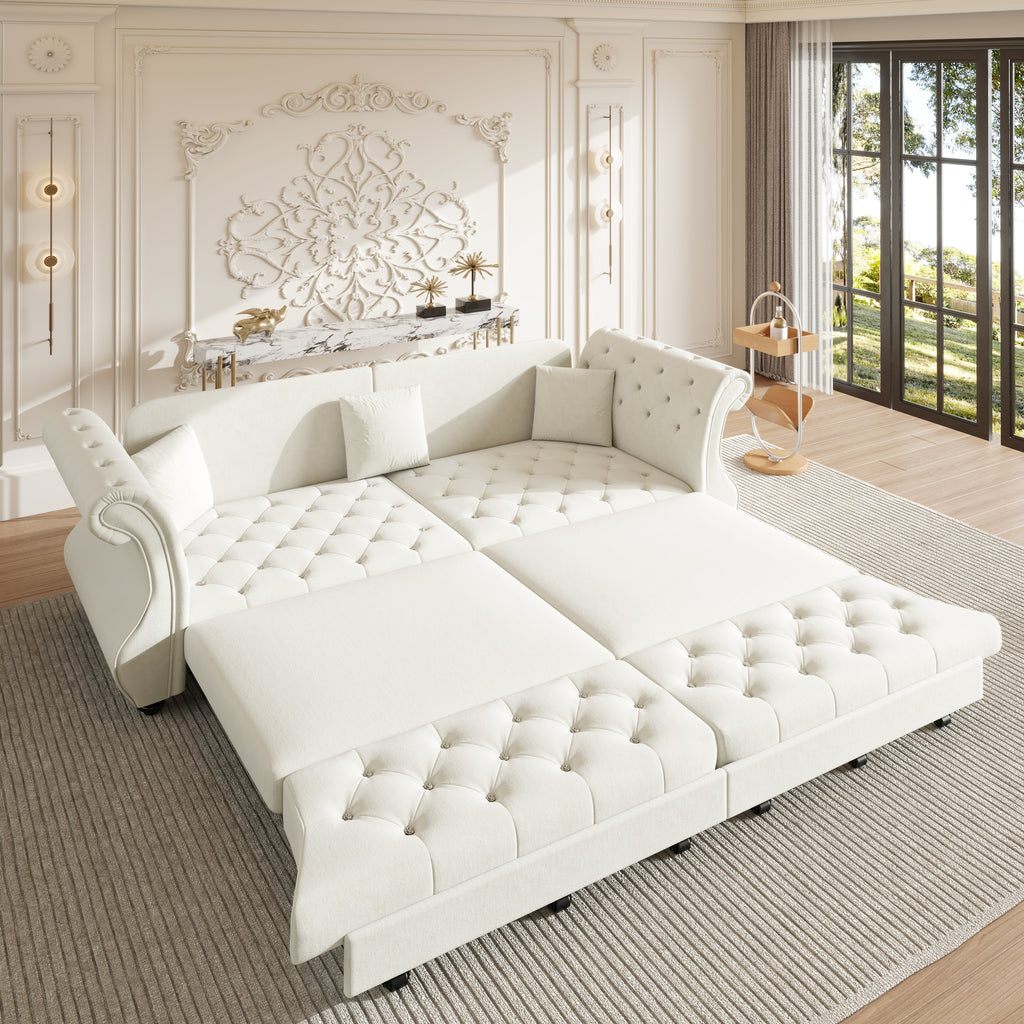 97.6" Oversized Chesterfield Pull Out Sofa Bed