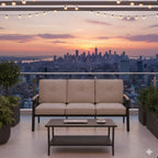 2 Piece Outdoor Patio Set, 70 Inches All-Weather Metal 3-Seat Sofa and Coffee Table