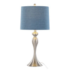 27" Contemporary Metal Table Lamp in Brushed Nickel