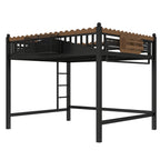 Queen Size Loft Bed With Ladders, Metal Loft Bed With Storage Shelves