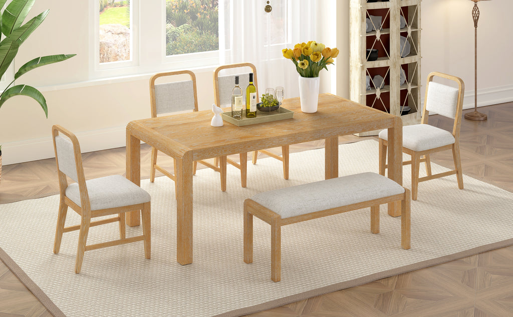 TREXM Vintage Extendable Dining Table Set for 4-6