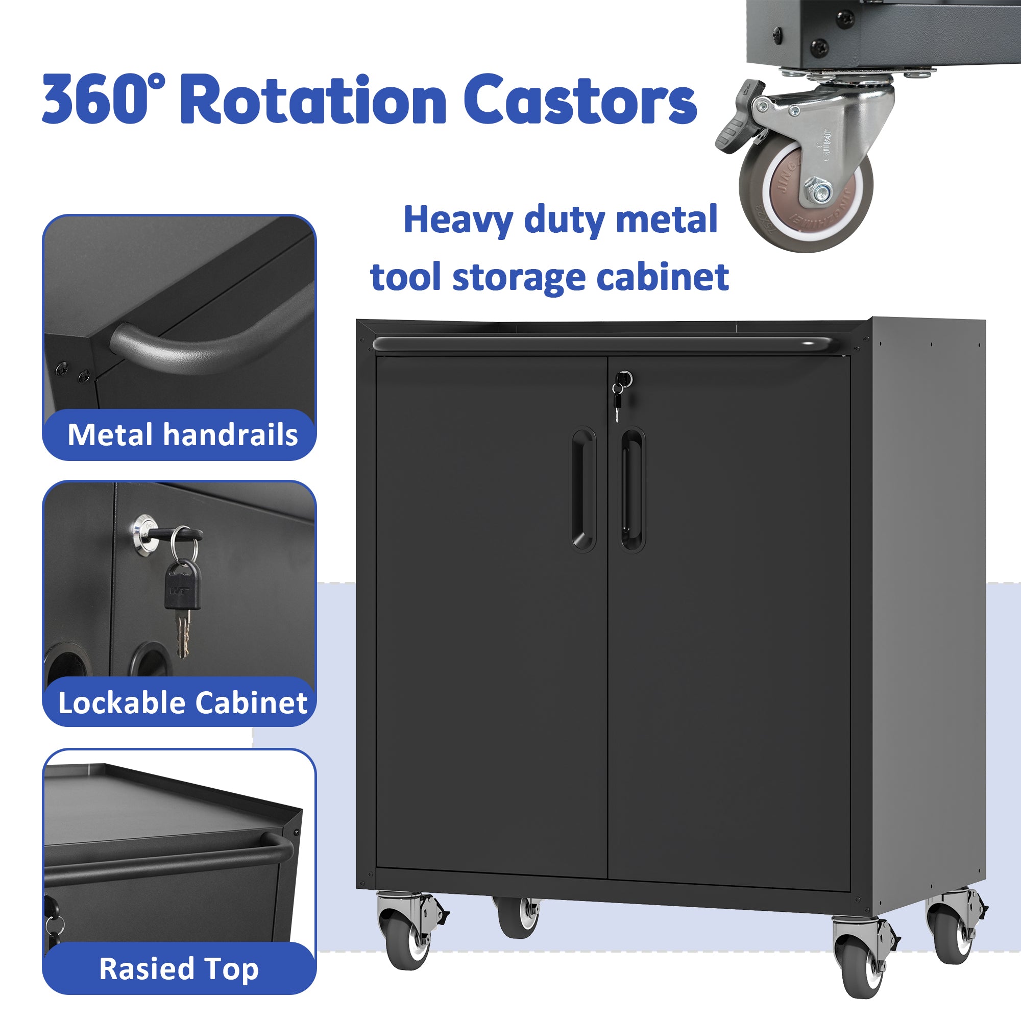 Heavy-Duty Metal Garage Storage Cabinet with Wheels