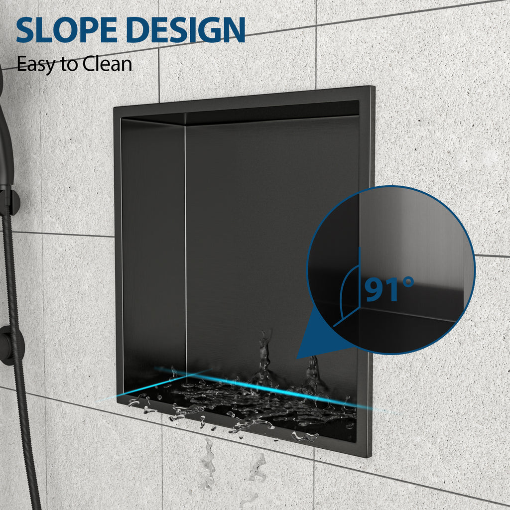 12" x 12" Stainless Steel Shower Niche - Gunmetal