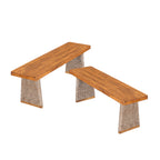 Outdoor Acacia Wood Bench Set of 2