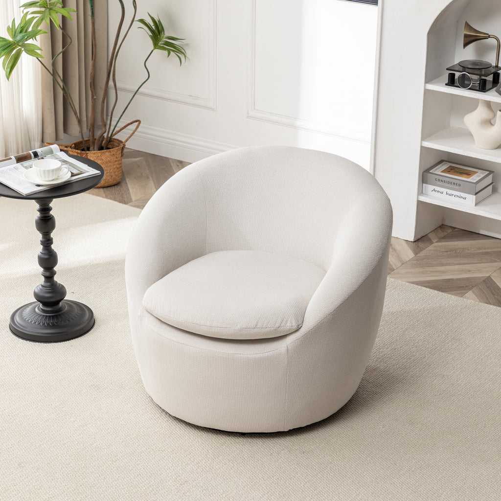 Winnie Modern Teddy Fabric Barrel Chair, 360° Swivel