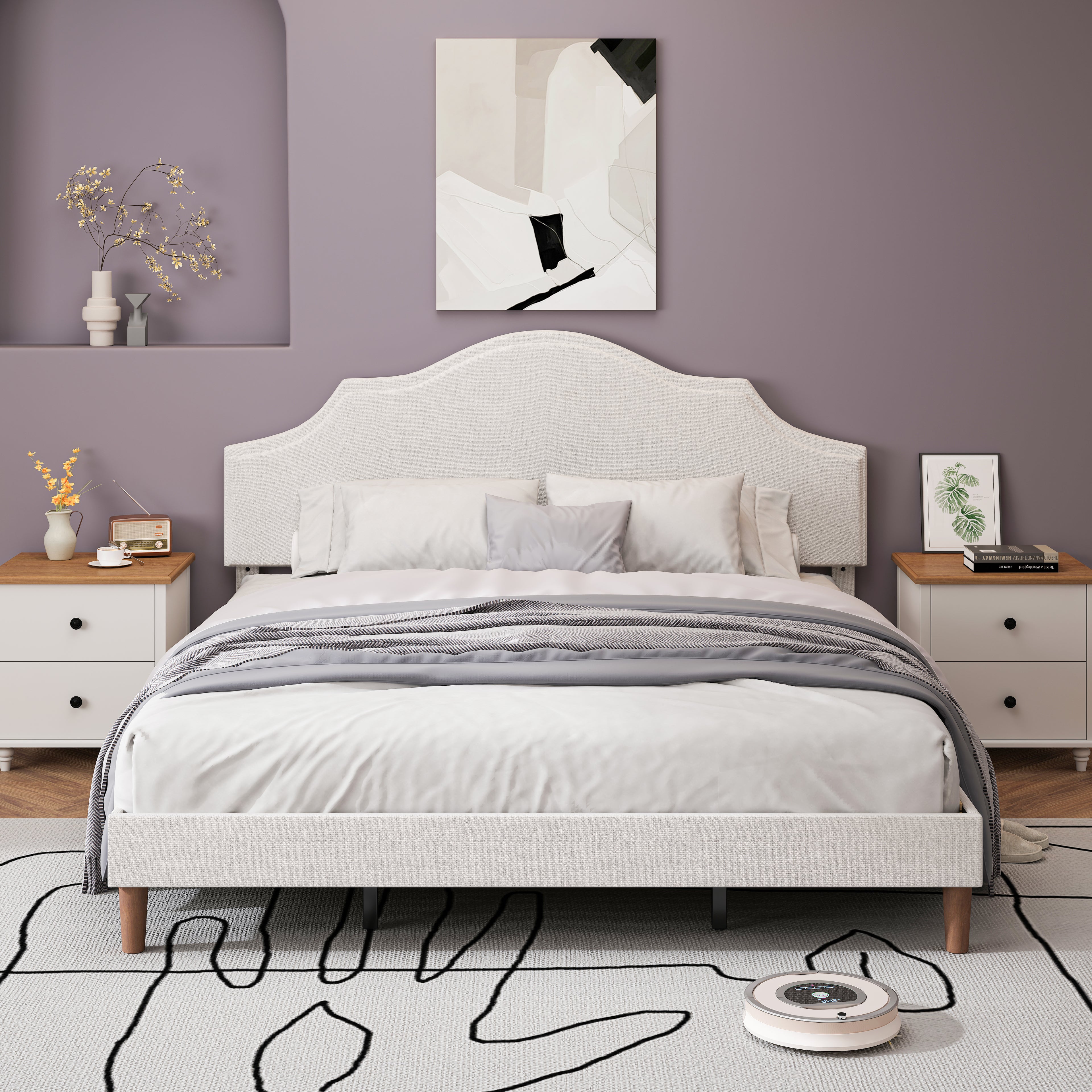 King Size Bed Frame with Adjustable Headboard