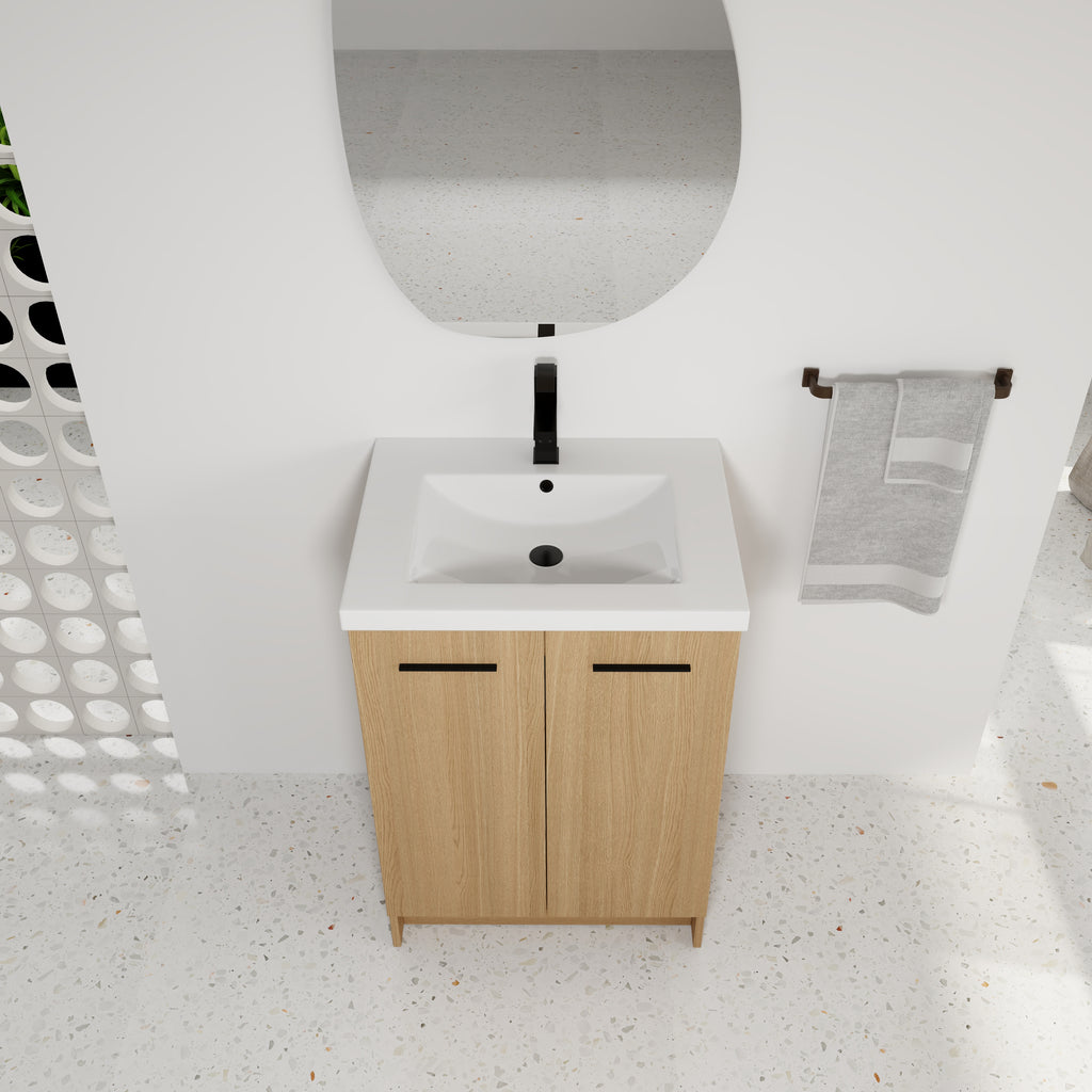 24" Freestanding Bathroom Vanity with Resin Sink