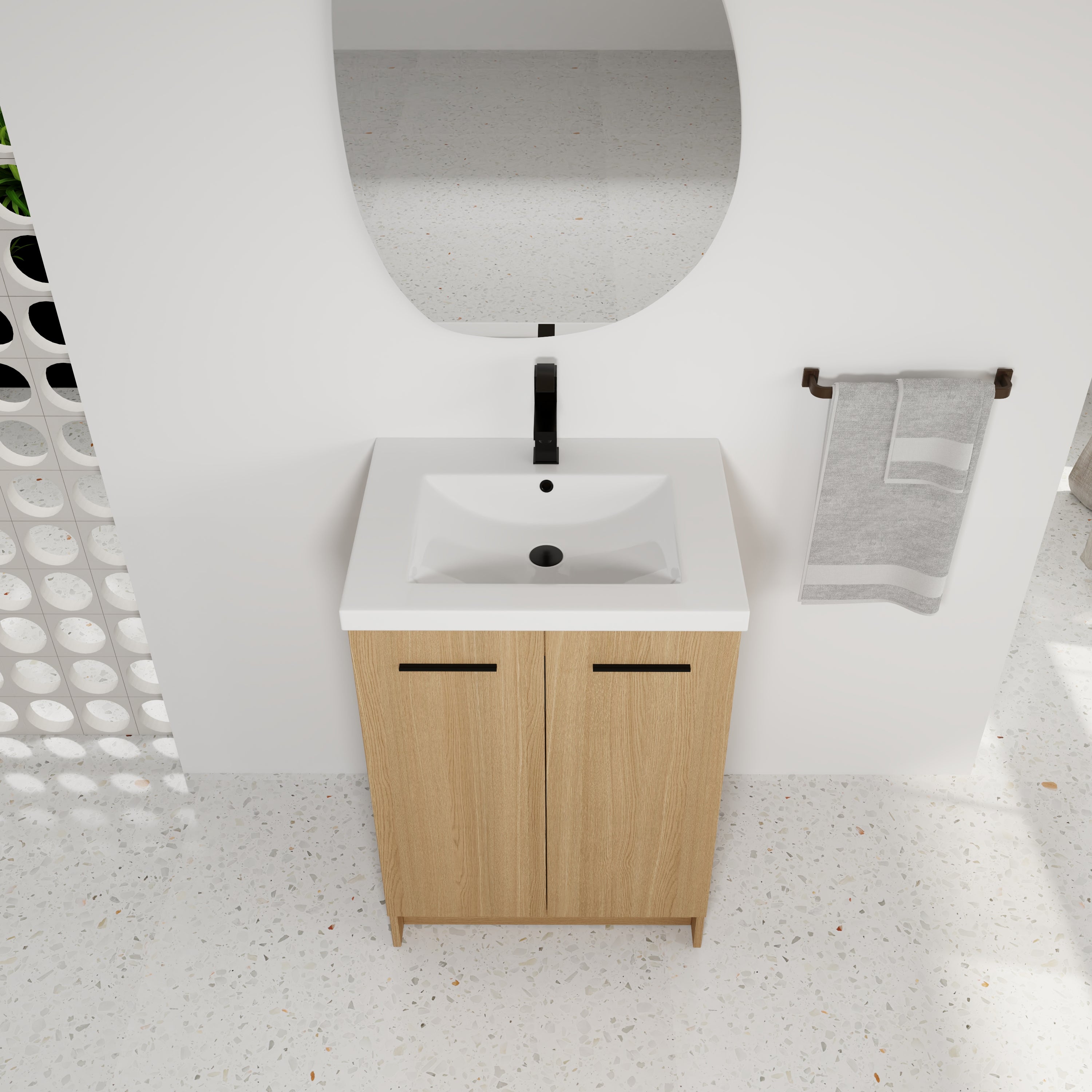 24" Freestanding Bathroom Vanity with Resin Sink