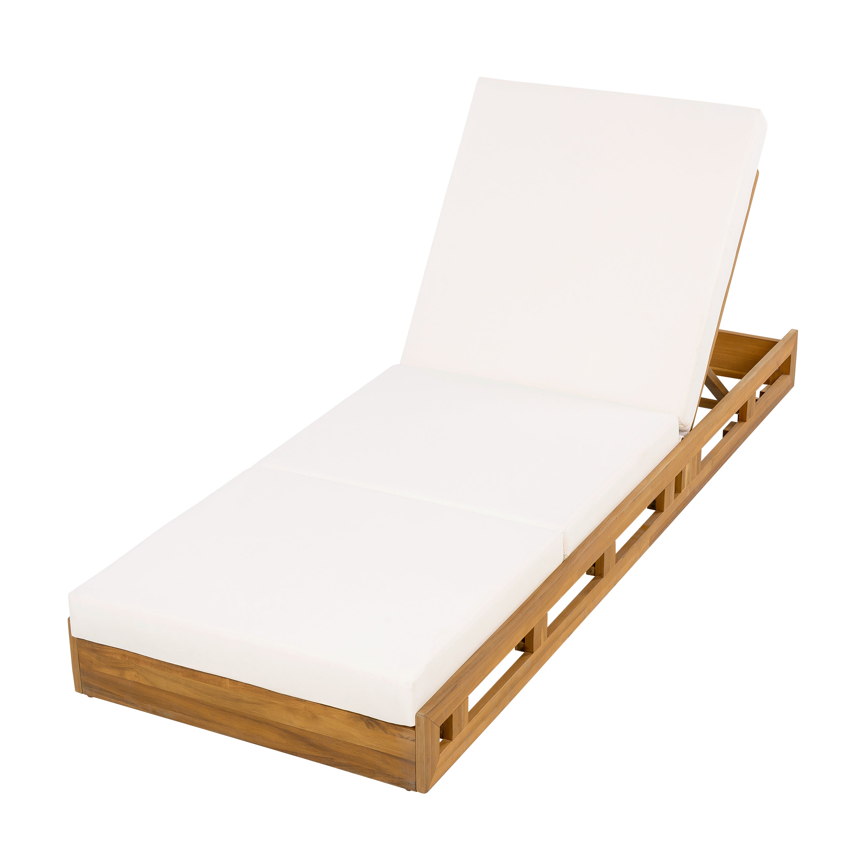 Lounge Chaise Set in Acacia Solid Wood with Lounge Cushion