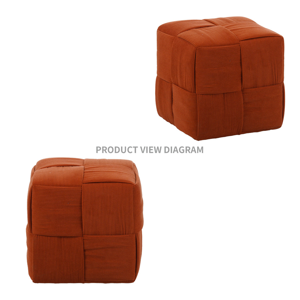 Comfortable Brown Corduroy Square Ottoman Foot Rest