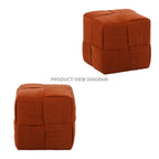 Comfortable Brown Corduroy Square Ottoman Foot Rest