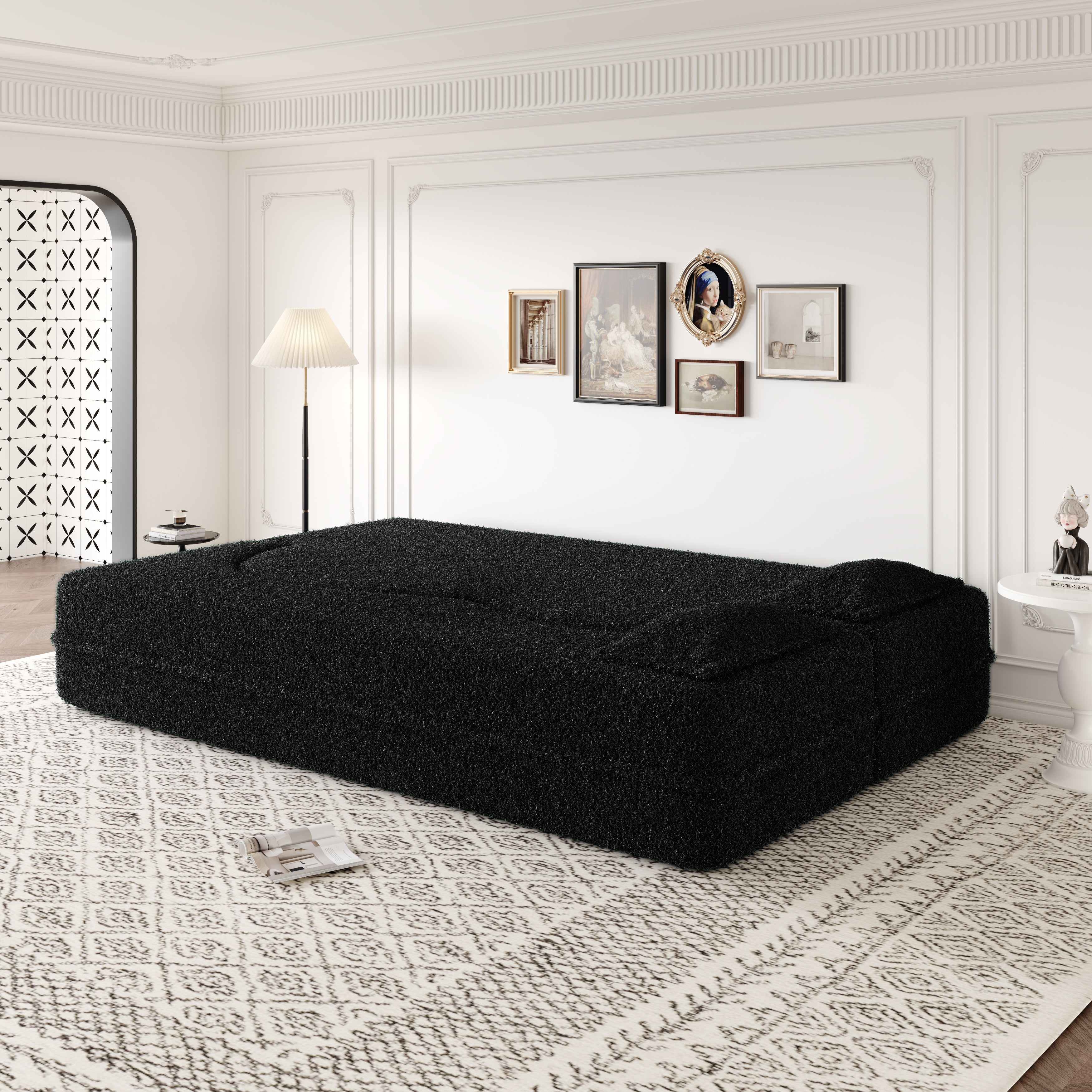 Modern Floor Sofa with 2 Pillows