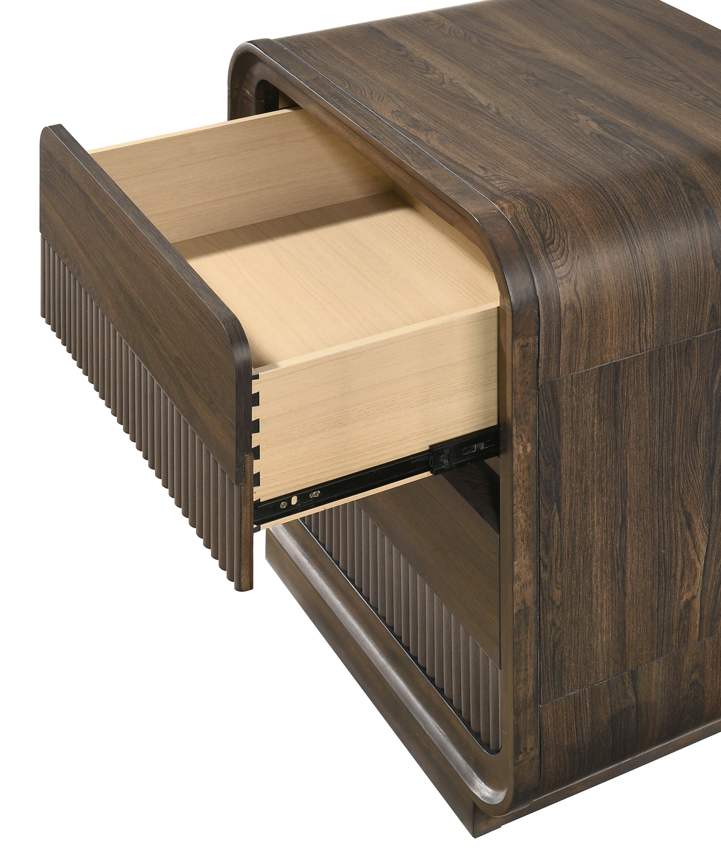 Mid-Century Flair Rounded Edges Nightstand