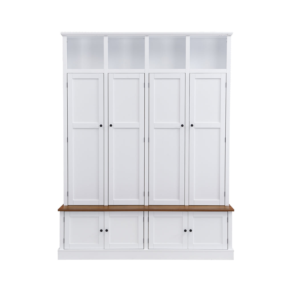 Vibe Haus 76.7''H Farmhouse Hall Tree with Bench and Cabinet