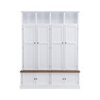 Vibe Haus 76.7''H Farmhouse Hall Tree with Bench and Cabinet