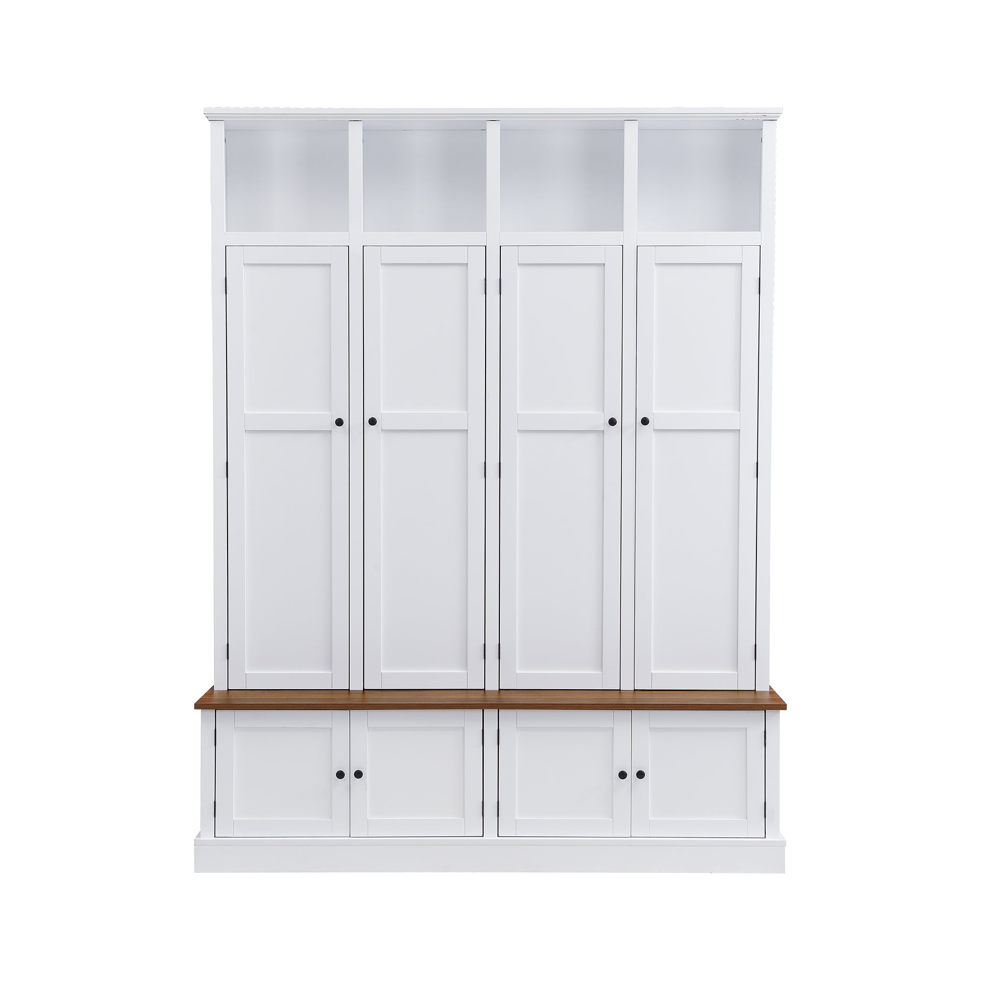Vibe Haus 76.7''H Farmhouse Hall Tree with Bench and Cabinet