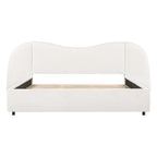 King Size Upholstered Bed Frame With Boucle Fabric Curved Headboard