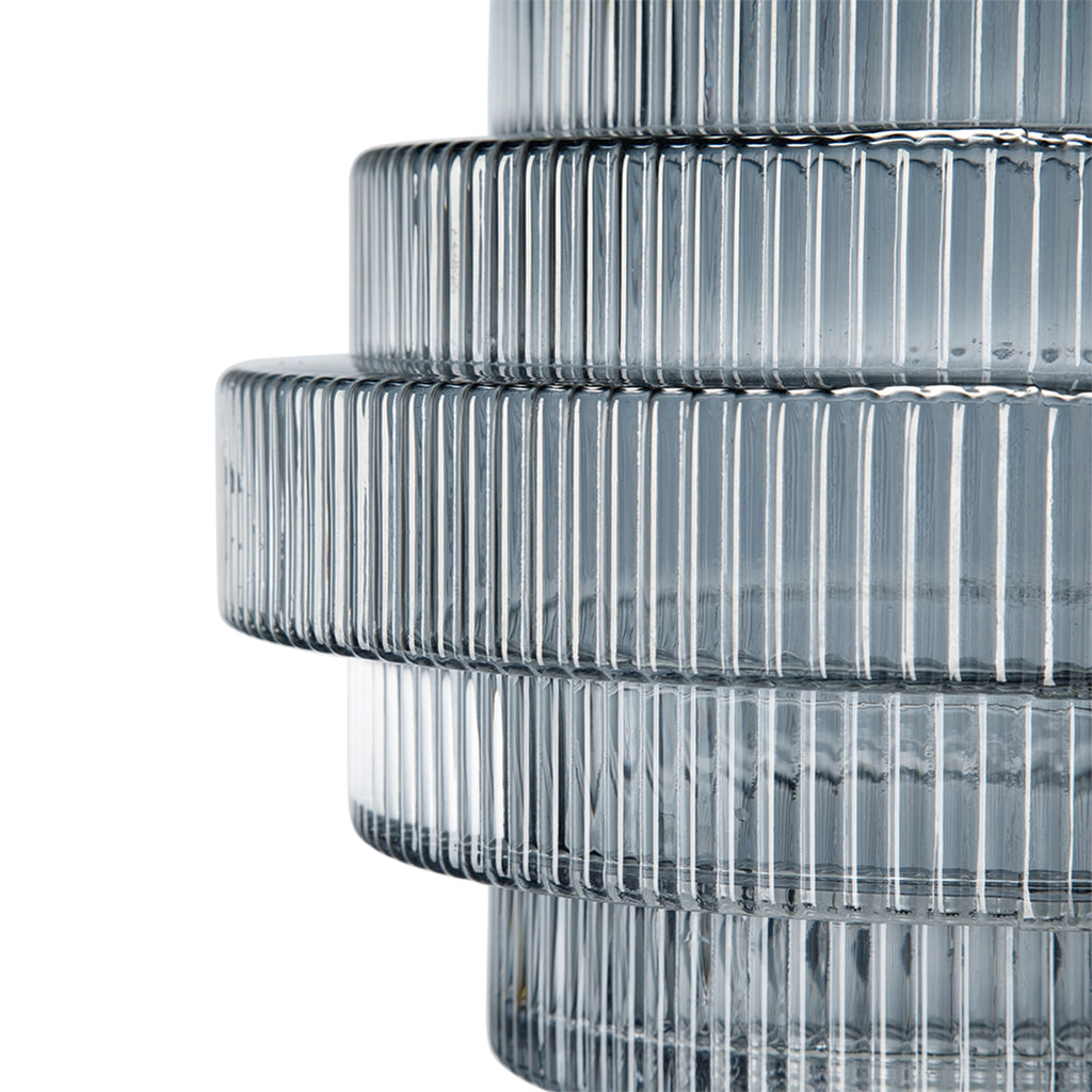 D9.1x9.8" Multi-Tiered Geometric Vase with Smoked Finish