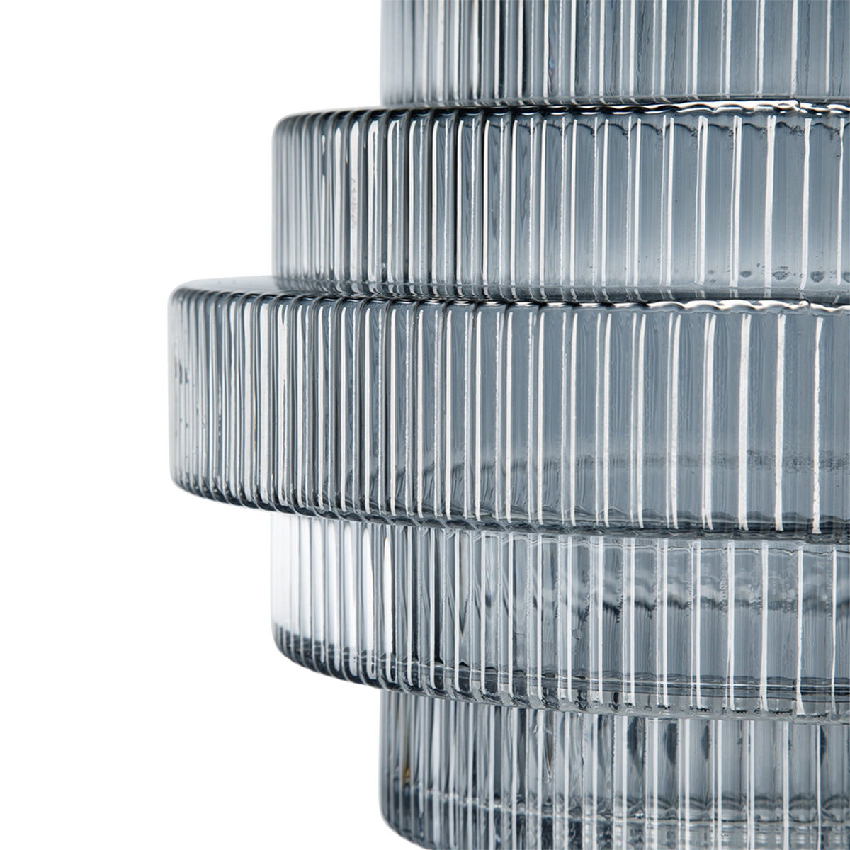 D9.1x9.8" Multi-Tiered Geometric Vase with Smoked Finish