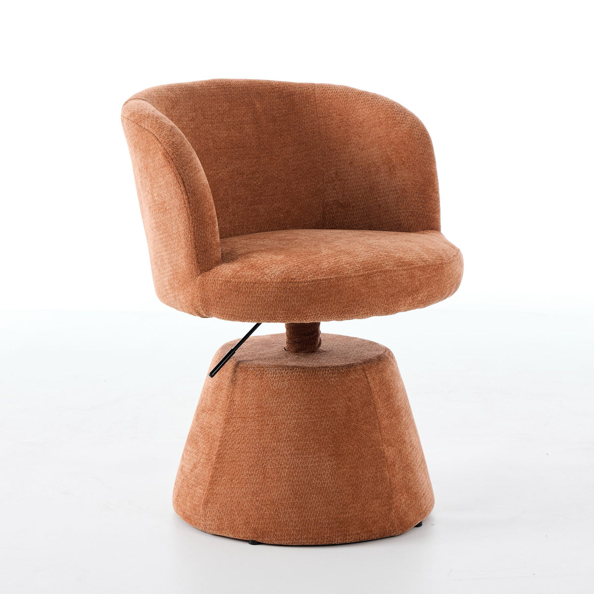 Adjustable Height 360° Swivel Bar Stool, Modern Chenille Upholstered Round Dining Chair, Ergonomic Accent Vanity Chair for Bedroom,Kitchen Island & Pub, Single Pack, Terracotta &