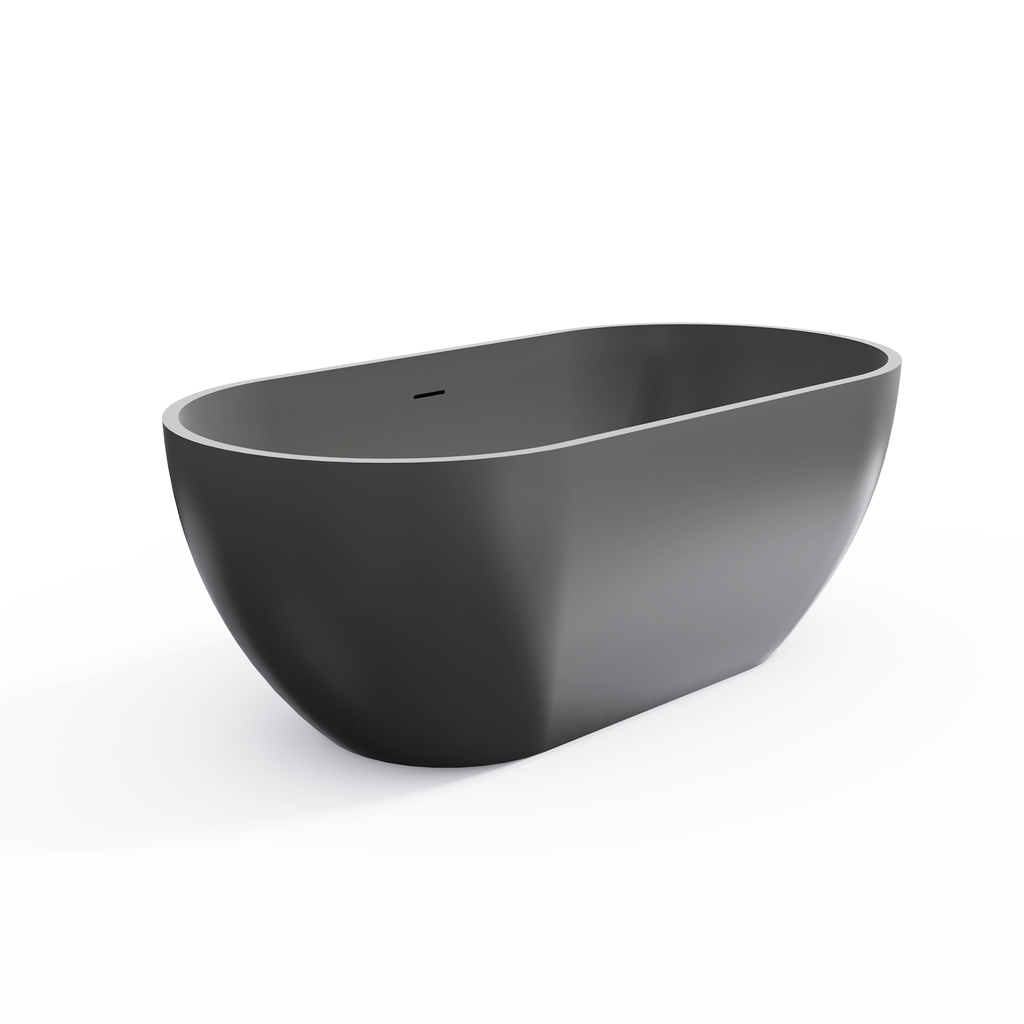 59 Inch Solid Surface Oval Shape Freestanding Bathtub