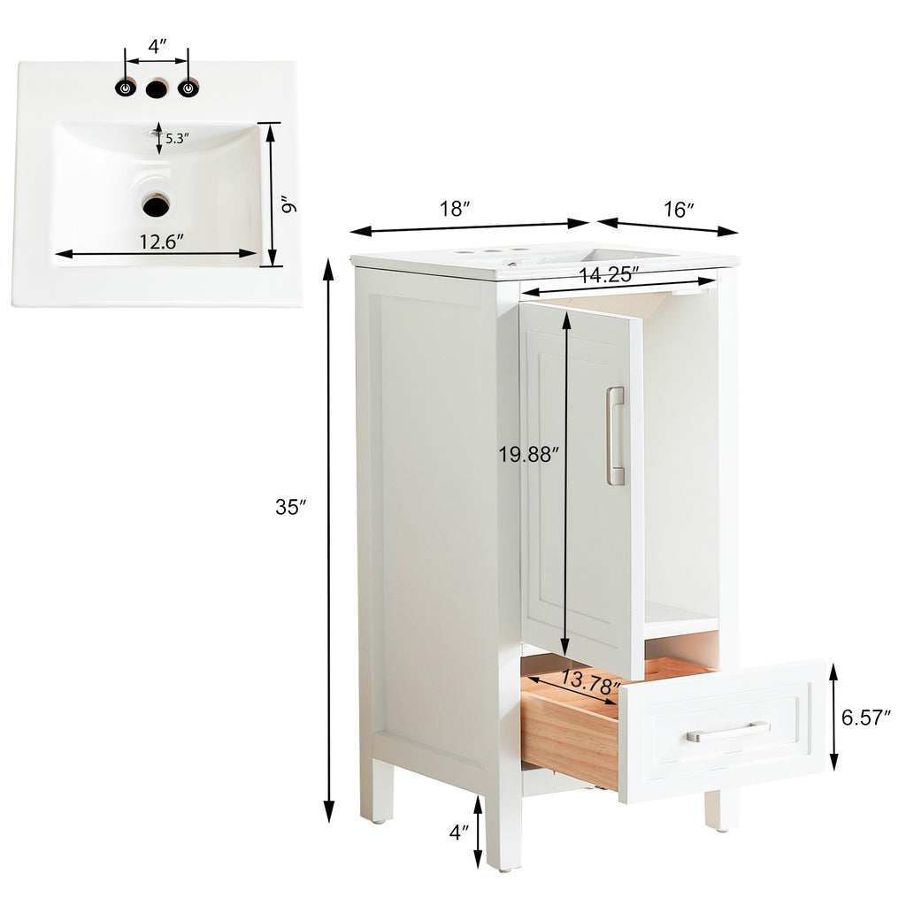 Fully Assembled 18-Inch Bathroom Vanity